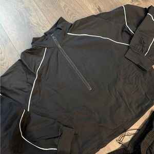Black Half-Zip Pullover with White Piping Set